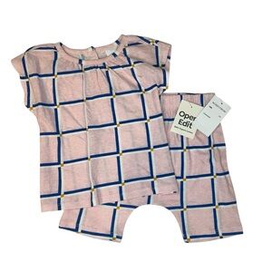NWT Open Edit Pink and Blue Girls 2 Piece Set size 18 Months ORGANIC COTTON